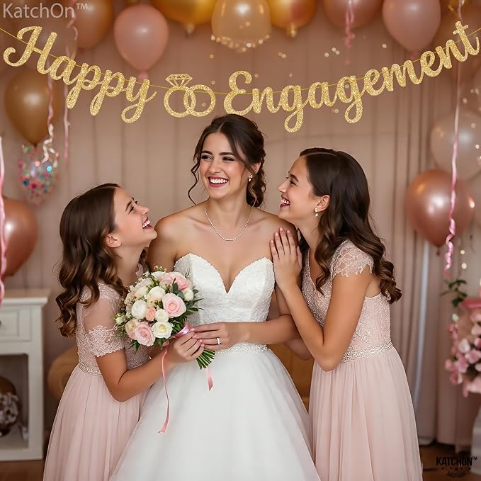 KatchOn Glitter Happy Engagement Banner 10 Ft, Engagement Party Decorations | - Image 7