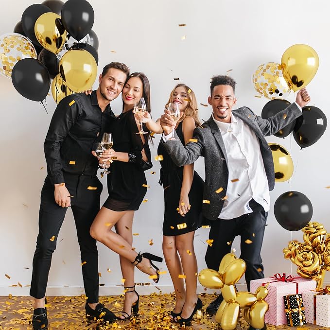 NiHome 237PCS Black and Gold Balloon Set, Includes Metallic, Confetti and - Image 4