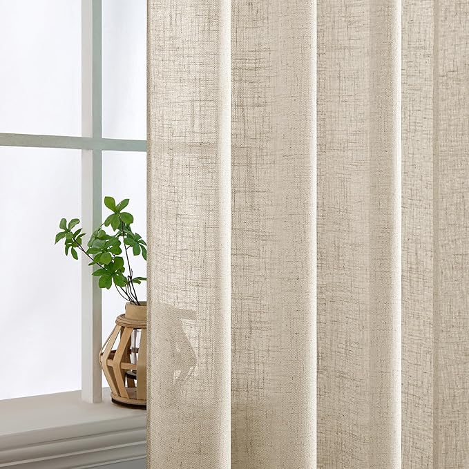 MIULEE Beige Linen Curtains 52x45 Inch Length - Image 5
