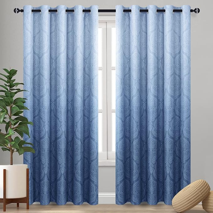 DWCN Blackout Ombre Damask Curtains by DWCN
