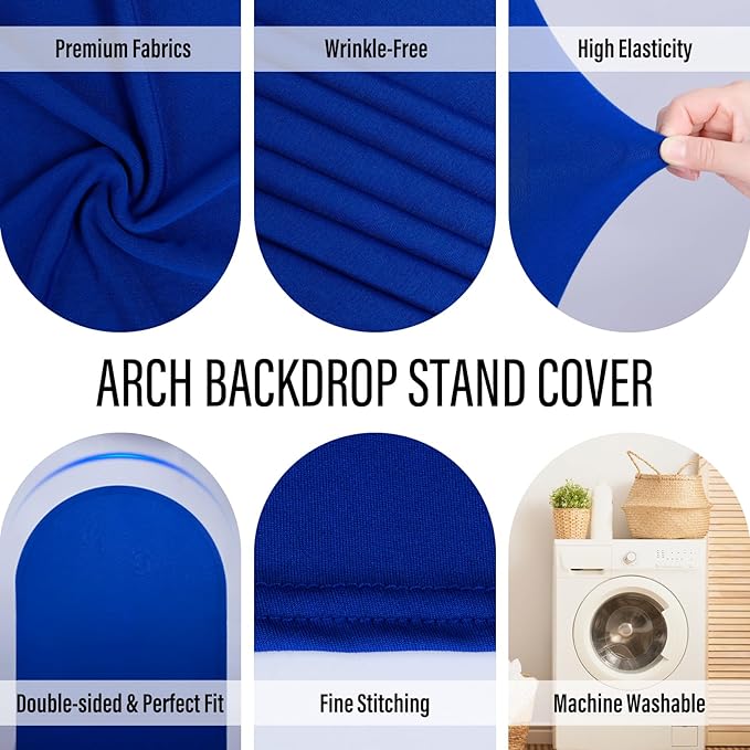 LEBENGURU Upgraded 7.2FT Wedding Arch Cover, Royal Blue Spandex Fitted Arch Backdrop Cover, Round Top Chiara Stand Covers for Birthday Party Baby Shower Banquet Balloon Décor