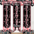 3Pcs Retirement Porch Sign Door Hanging Banner Rose Gold Happy Retirement by TagreSpike