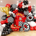Race Car Balloons Arch Kit -Trophy, Wheels and Red Black White Balloon Garland by Unknown