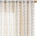 Cathy Blue Linen Floral Curtains 84 inches Long Semi Sheer Drapes 2 Panels by Lazzzy