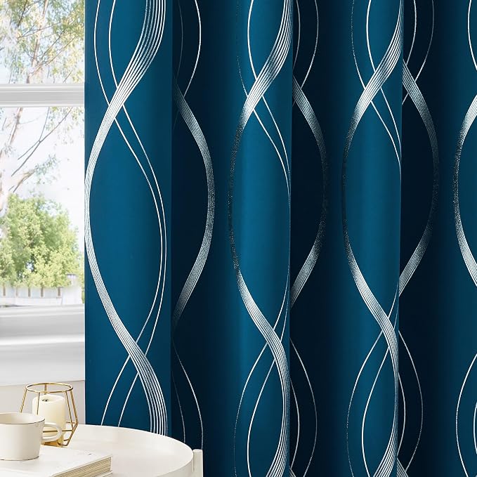NICETOWN Moroccan Blue Blackout Curtains 84 inch Long - Image 5