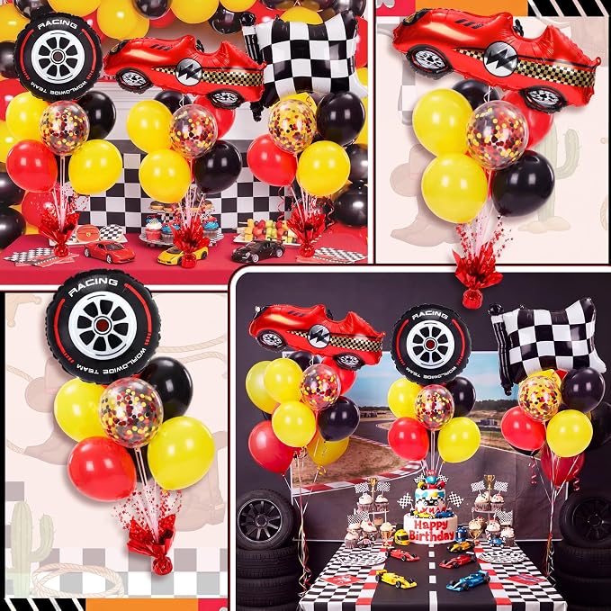 Civaner Race Car Party Balloons Stand Kit 6 Sets, and Red - Image 5
