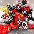 Race Car Balloons Arch Kit -Trophy, Wheels and Red Black Silver Balloon Garland by Unknown