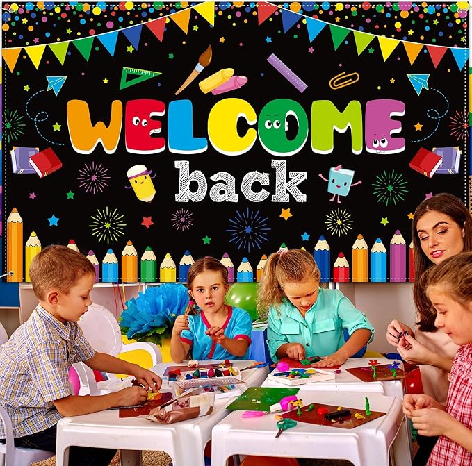 Tatuo Welcome Back to School Banner First Day of School Backdrop Banner Large - Image 5