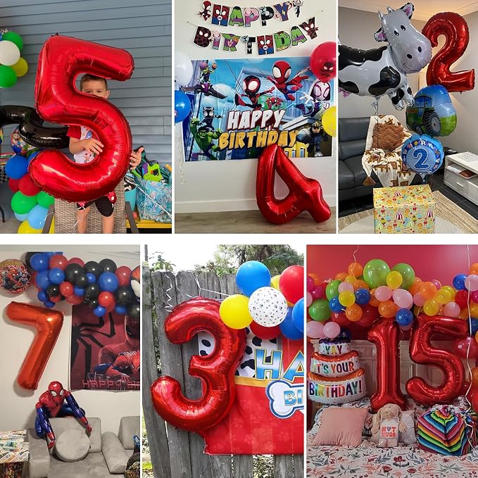 40 inch Number Balloon 0-9 Red Large Number 9 Balloons, Digital Balloons - Image 6