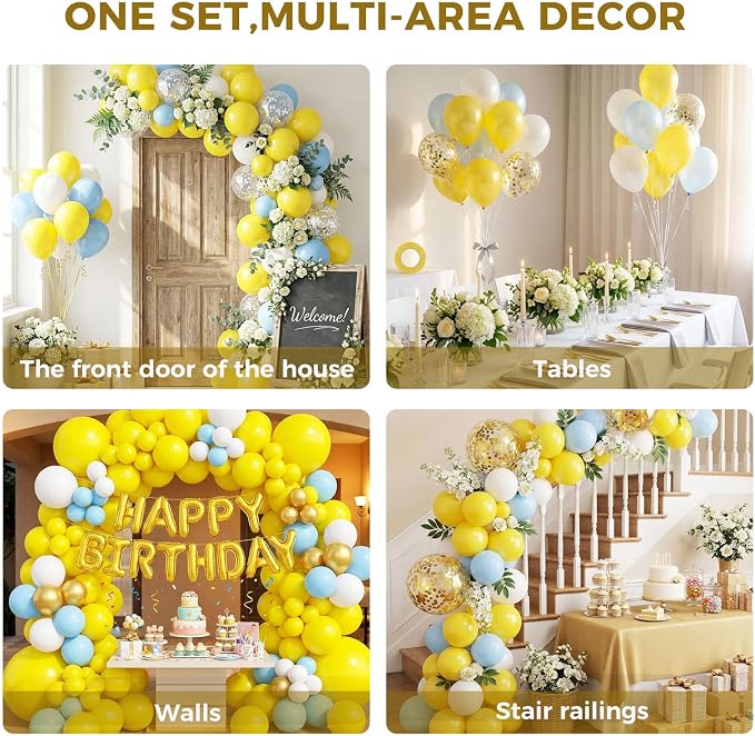 LOVESTOWN 110 PCS Lemon Yellow Balloons, 12 Inch Bright Yellow Latex | Birthday - Image 4