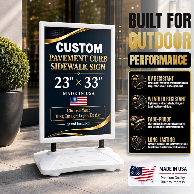 Custom Weighted Sidewalk Sign Display by BCB Print – 23x33 Outdoor Sign Holder - Image 4