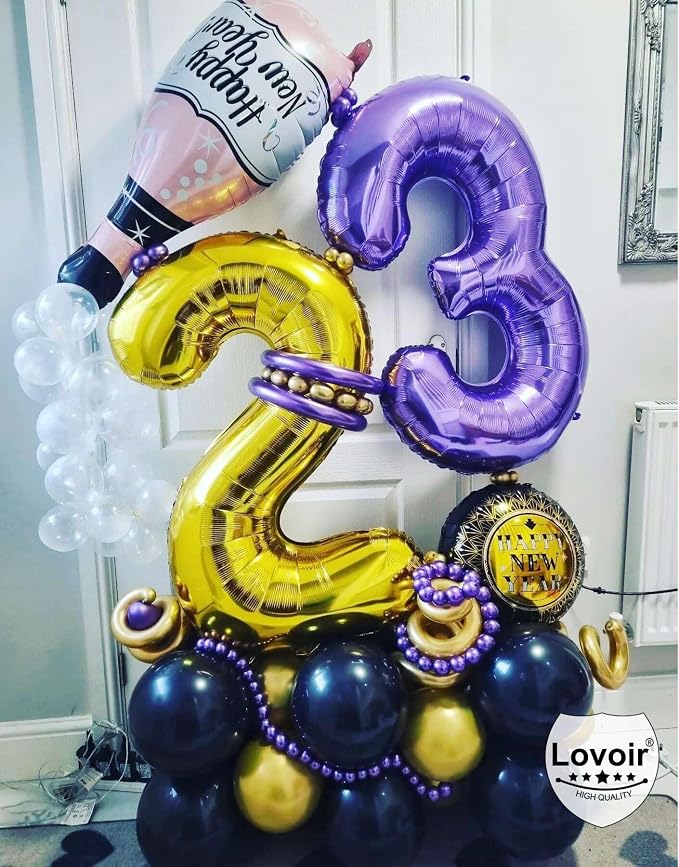 Purple Number 4 Balloons, 40 Inch Giant Number Balloons Foil Mylar Helium - Image 7