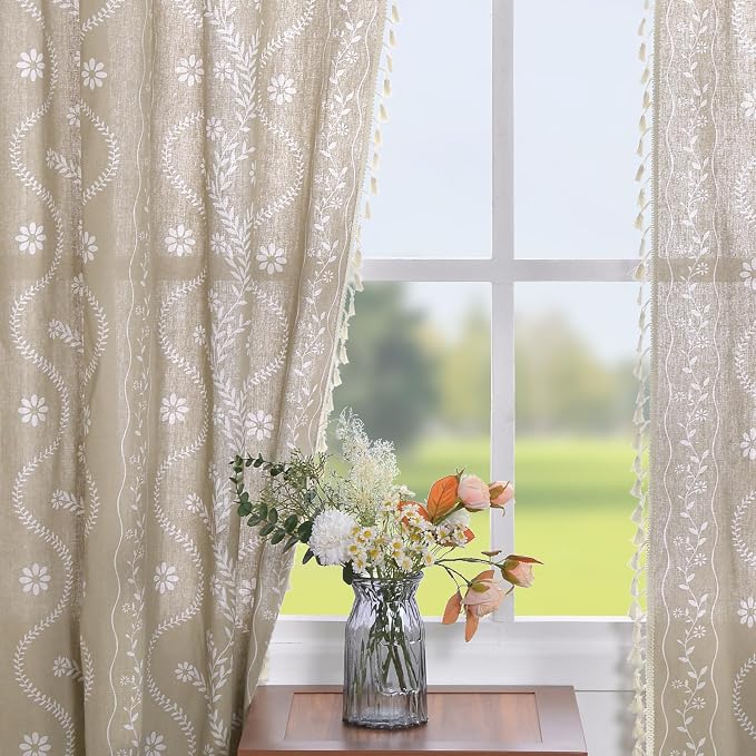 Schweek Boho Floral Curtains 96 Inches Length 2 Panels - Image 7
