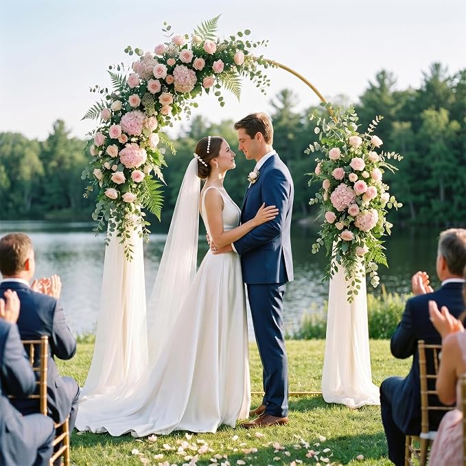 6.6FT Arch Backdrop Stand, Metal Gold Wedding Arch Frame | - Image 3