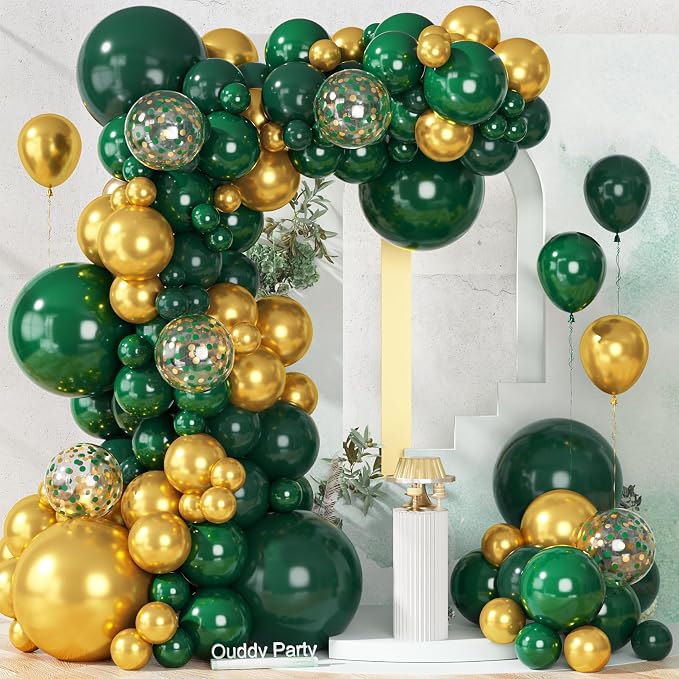 Ouddy Party 149Pcs Green and Gold Balloon Garland Kit Different Sizes 18 12 10 by OuddyParty