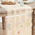 Artoid Mode Wildflower Floral Beige Apricot Gauze Embroidery Table Runner 120 by ArtoidMode