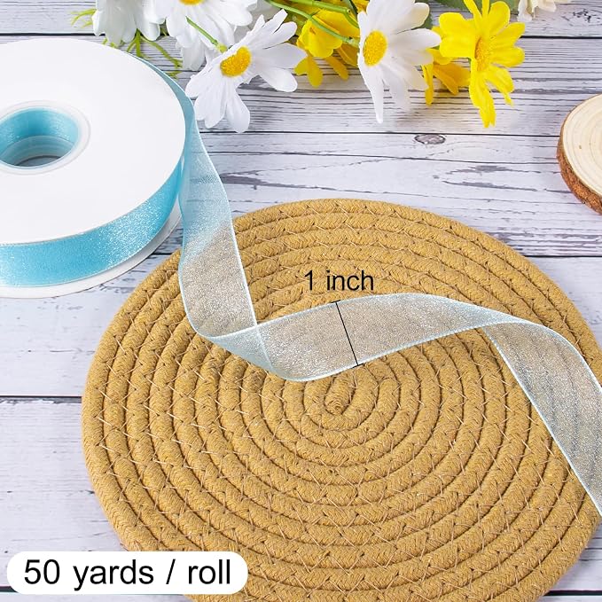 Sheer Organza Ribbon 1 Inch Chiffon Ribbons - Image 3