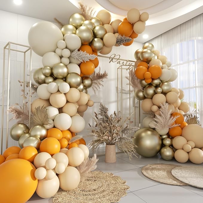 Yellow White Nude Gold Balloon Garland Arch Kit by MOXMAY