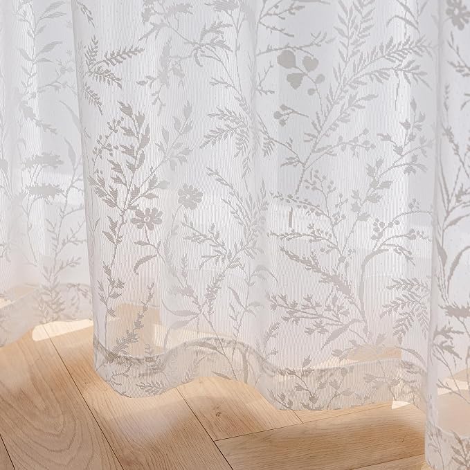 Anmao Vintage Lace Curtains 108 Inches Long 2 Panels Set, Romantic Elegant - Image 6