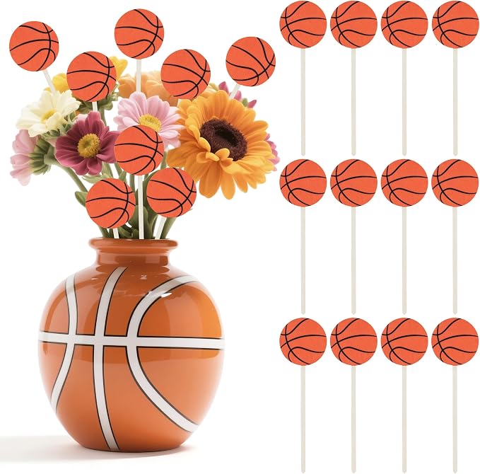 TICIAGA Basketball Wooden Floral Picks by TICIAGA