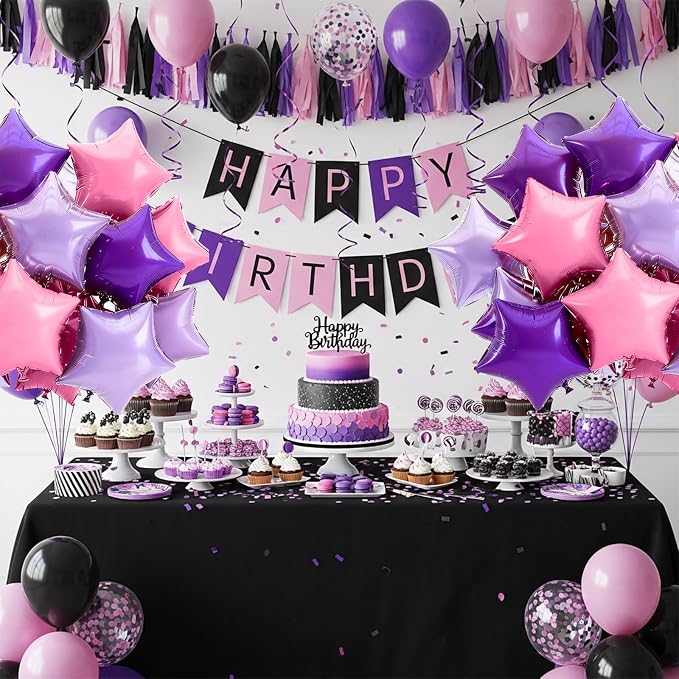 TONIFUL 15 Pcs Star Balloons 18 Inch Large Purple Pink Foil Balloons | Big - Image 6