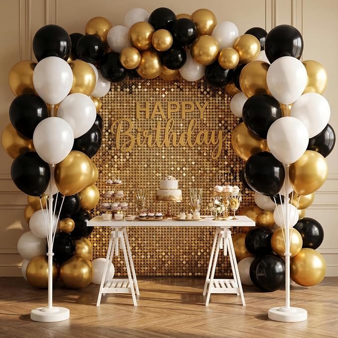 HIINS 10" Black Gold Balloon Column Kit Set of 2 - Image 8