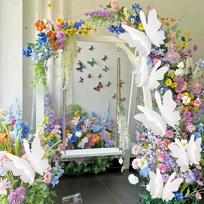 SUNBEAUTY Large White Paper Butterflies 3D Butterfly Party Decorations Giant - Image 8