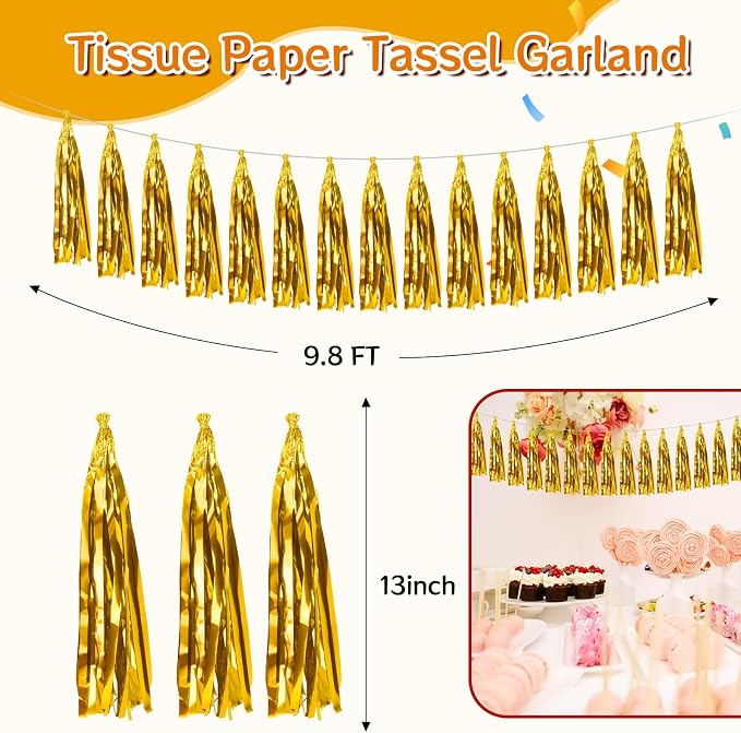 2 Pack Golden Metallic Tassel Garland - Image 2