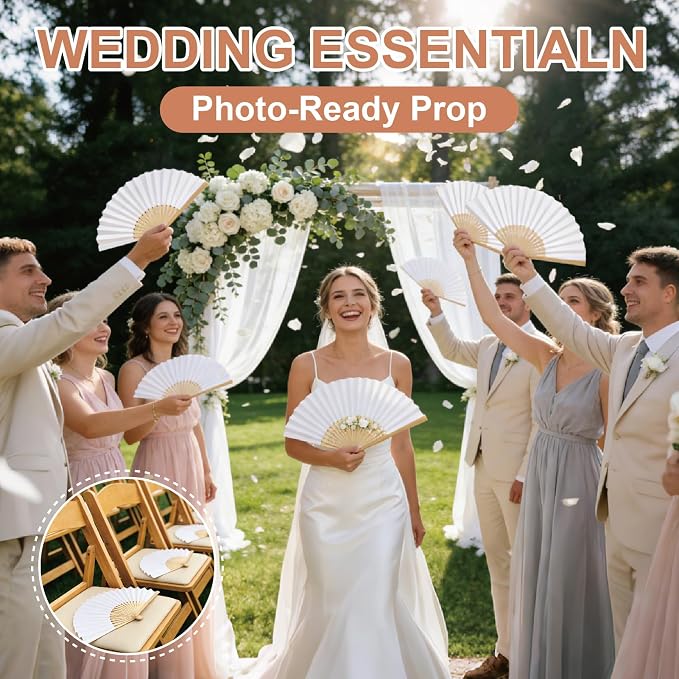 12 pack Elegant Celebration Premium Paper Hand Fans - Image 5