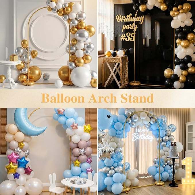 Frienda Gold Wedding Photo Arch Backdrop Stand Balloon Arch Stand - Image 5