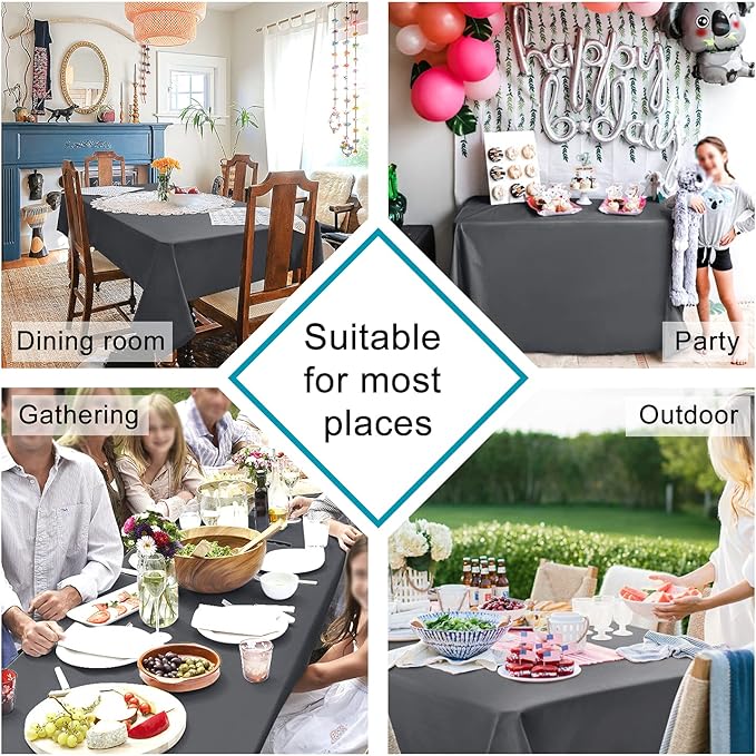 Hiasan Grey Square Tablecloth - Waterproof and Spillproof Washable Fabric Table Cloth for Dining Room Kitchen, 60 x 60 Inch