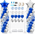 Lunmon 2 Sets Navy Blue Silver Balloon Column Stand Kit by Lunmon