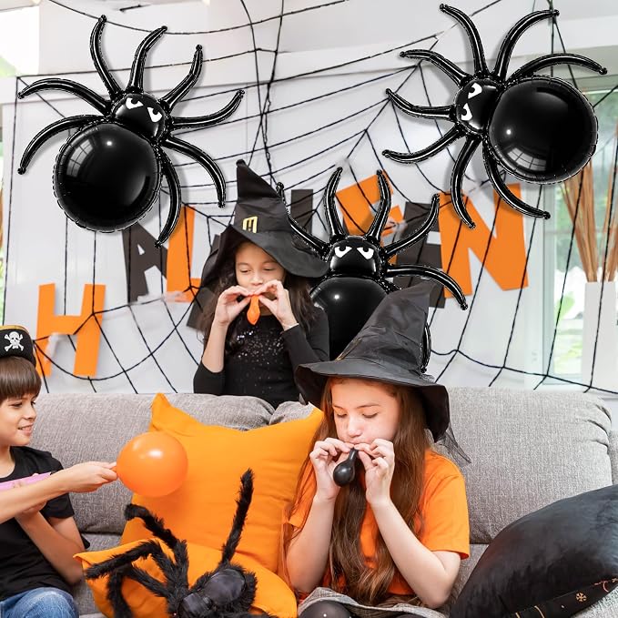 33inch Spider Foil Balloons Halloween Balloons Spider Party Decorations | Black - Image 5