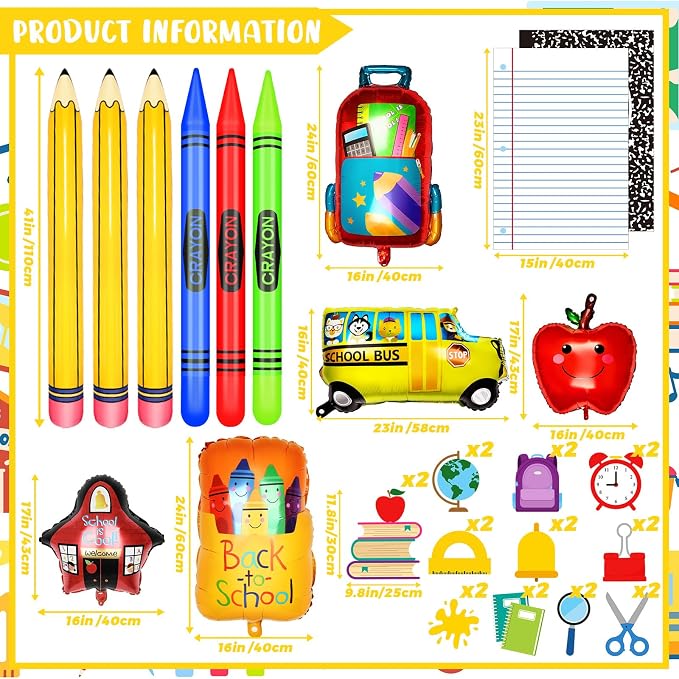 35 Pcs Welcome Back to School Balloons Arch Kit Pencil Balloon Kit Composition - Image 2