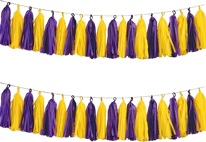 Purple Yellow Paper Tassel, 20 Pack, Party Decorations by AimtoHome