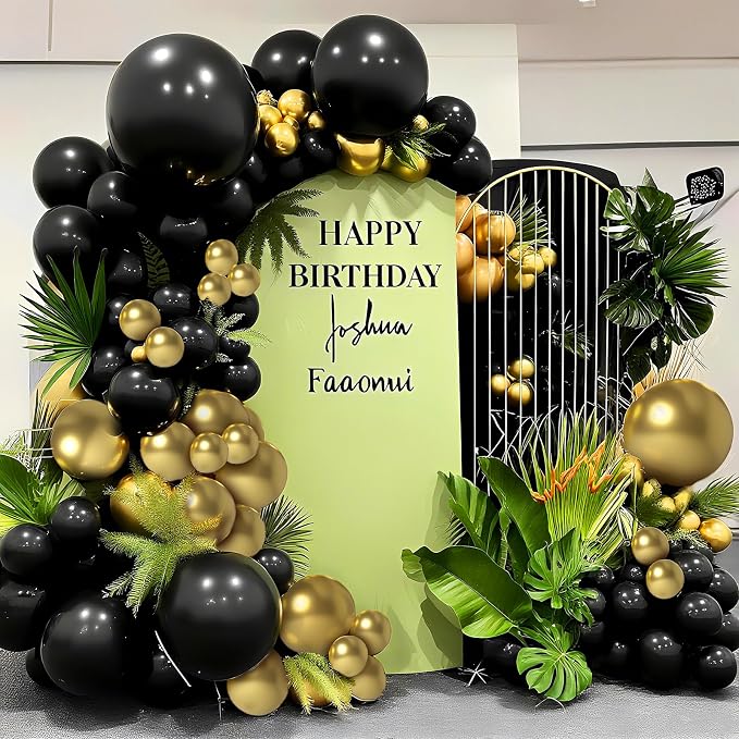 Black and Gold Balloons 100 Pack 12 Inch Metallic Black Gold Extra Thick Latex - Image 3