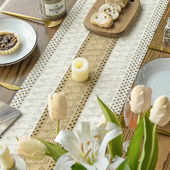 Artoid Mode Burlap Brown Farmhouse Rustic Table Runner 12x90 Inch | Seasonal - Image 3