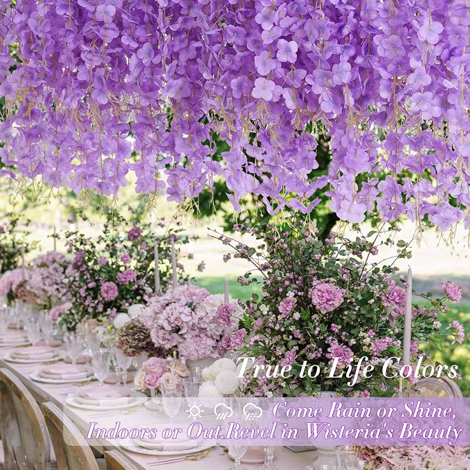 12 Pack Wisteria Hanging Flowers, 3.6 Feet/Pcs Purple Wisteria Artificial - Image 6