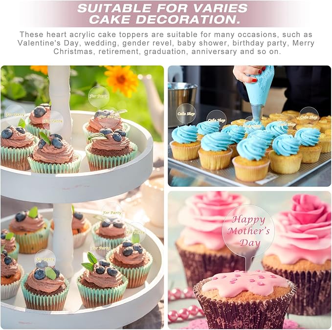 30 Pack 2 Inch Round Acrylic Custom Cupcake Toppers - Image 4