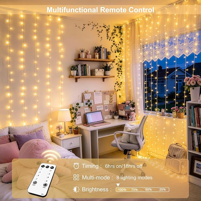 JMEXSUSS 900 LED Curtain Lights, Outdoor String Lights Indoor, 9.5x29.5ft | - Image 5