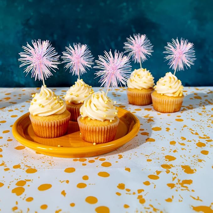 Gyufise 30Pcs Foil Firework Cupcake Toppers Sparkle Tinsel Cake Toppers Tinsel - Image 4