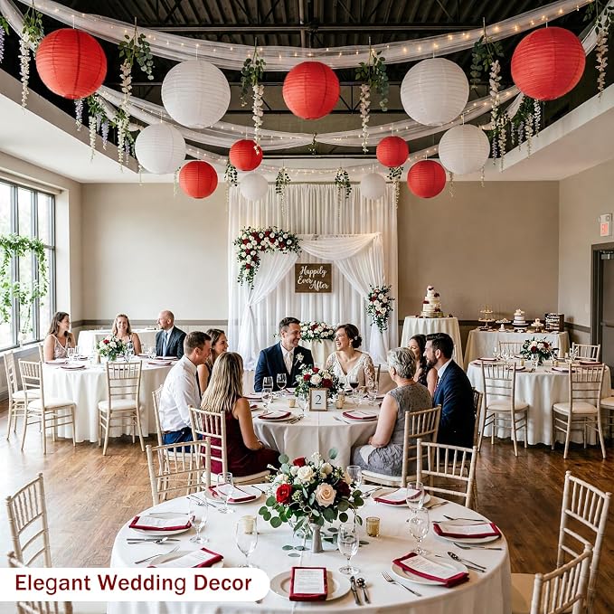 Red and White Paper Lanterns, classrooms, stores and holiday hanging decor - Image 5