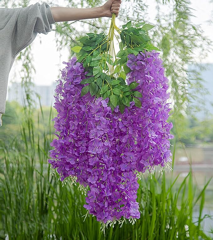 Artificial Flowers Hanging Flowers, Fake Garland Silk Vines Rattan String Decor - Image 5