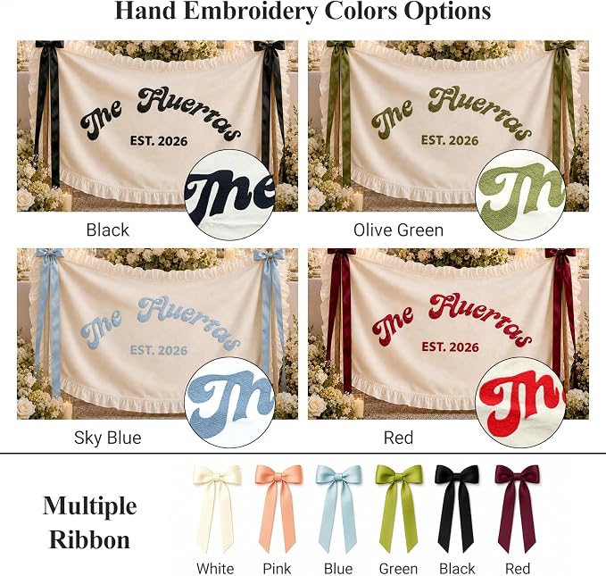 Personalized Hand Embroidered Wedding Banner - Image 5