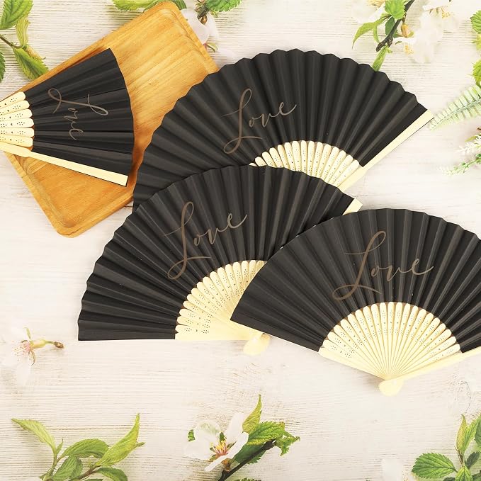 WAYASDCU 100pcs Paper Fans Handheld Folding Fans Bulk Fans - Image 7