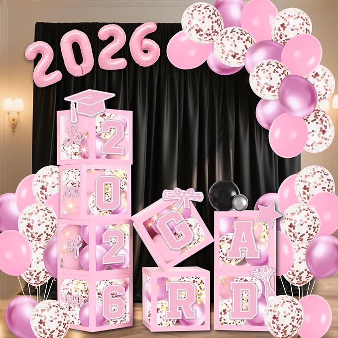 2026 Graduation Balloon Boxes Decorations – Clear Balloon Box Stack - Image 7