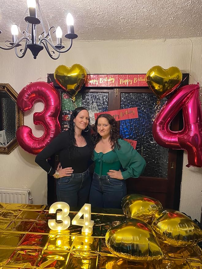 4 Balloon Numbers Birthday Decorations, 40In Rose Purple Balloons - Image 4