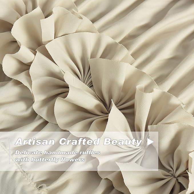 Camel Blackout Curtains 52" W x 96" L x 2 Panels | Handmade Butterfly Flower - Image 2