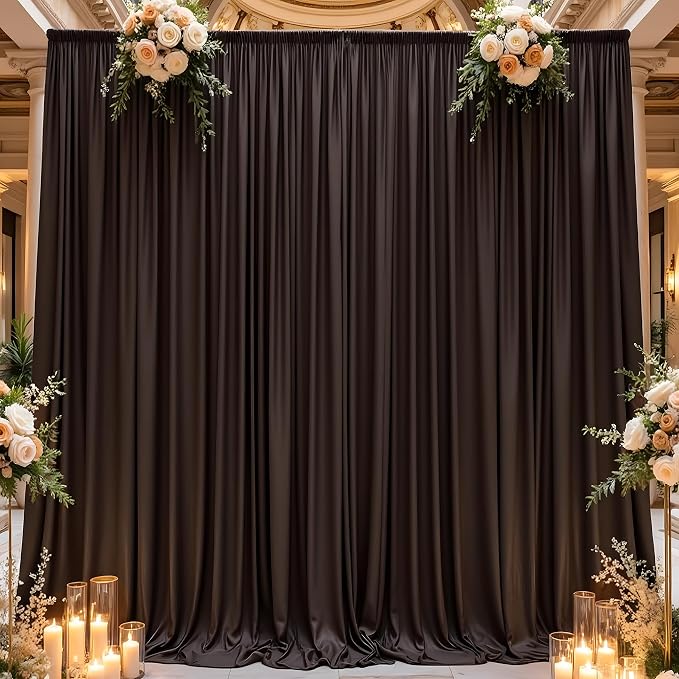 20×14 ft Brwon Wrinkle Free Backdrop Curtain, Soft Silky Polyester Wedding - Image 7