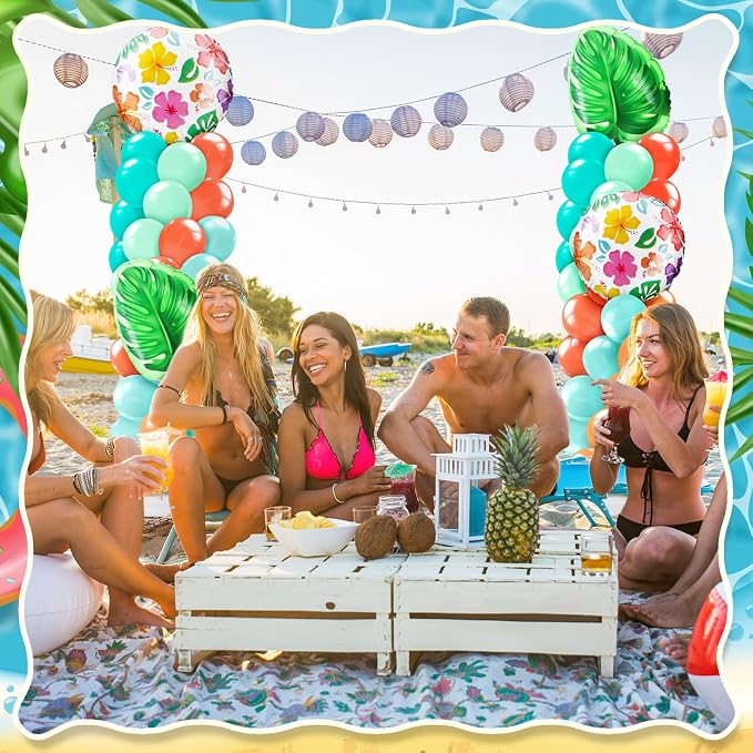 Kasyat 2 Sets Tropical Balloon Column Stand Kit Hawaiian Balloon Arch Garland - Image 7
